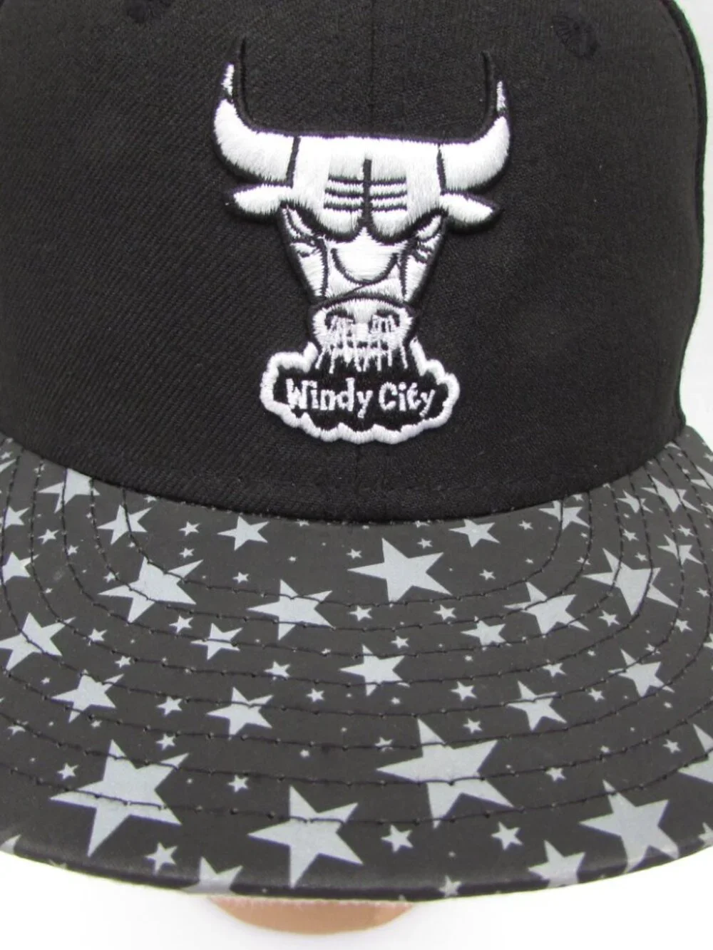 Chicago Bulls Windy City New Era Youth Snapback Hat 9FIFTY Black Silver Stars